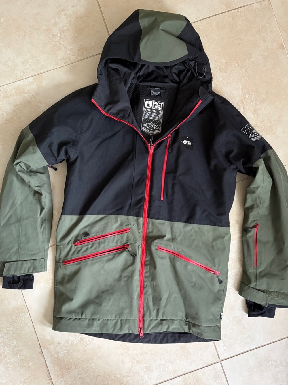 Picture Organic Men's Two-Tone Black & Olive Green Ski Jacket